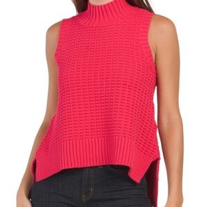 French Connection Sleeveless Hot Pink Mozart Popcorn Sweater